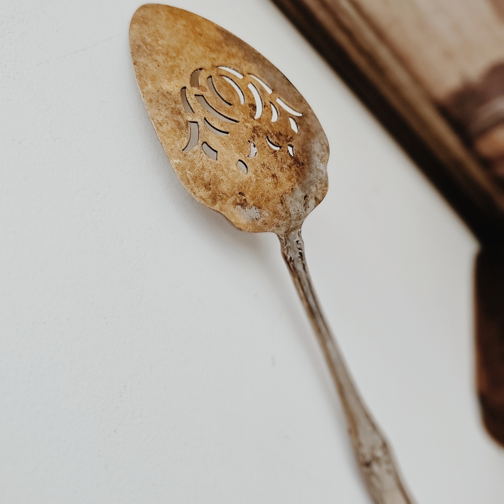 Vintage Silver and Rusted Serving Spoon - Picture 3 of 4